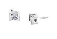 14K White Gold 0.36-1.40cttw Princess Cut Canadian Diamond Channel Set Earrings - Carat Total /