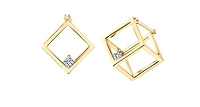 14K Yellow Gold 0.18cttw Canadian Diamond Geometric Earrings