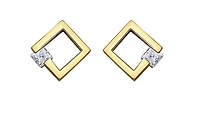 14K Yellow Gold 0.10cttw Princess Cut Canadian Diamond Geometric Studs