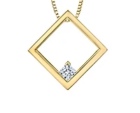 14K Yellow Gold 0.13cttw Princess Cut Canadian Diamond Pendant, 18"