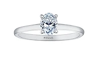 18K White Gold & Palladium Alloy (hypoallergenic) -1.00cttw Oval Cut Canadian Diamond Engagement Ring