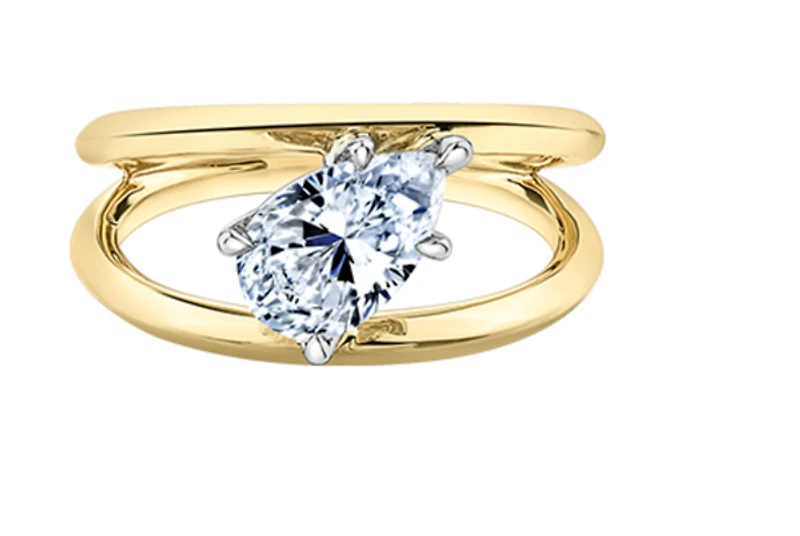14K Yellow Gold 0.30-1.00cttw Pear Shape Canadian Diamond Engagement Ring - / 0.50 Carat Total