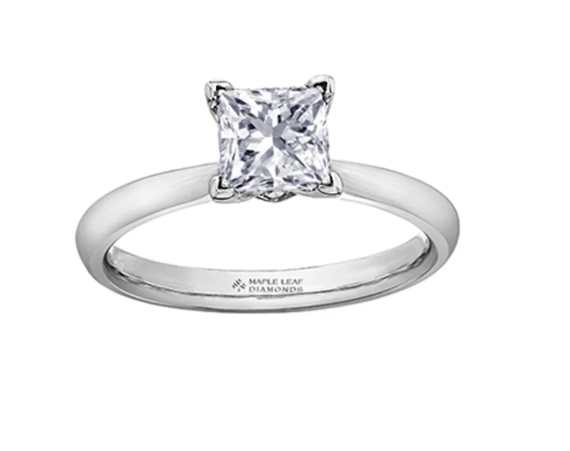 18K White Gold & Palladium Alloy (hypoallergenic) 0.31-0.71cttw Princess Cut Canadian Diamond Engagement Ring - / 0.31 Carat Total