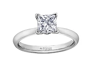 18K White Gold & Palladium Alloy (hypoallergenic) 0.31-0.71cttw Princess Cut Canadian Diamond Engagement Ring - / 0.31 Carat Total