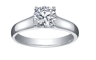 18K White Gold & Palladium Alloy (hypoallergenic) 0.50cttw Round Brilliant Canadian Diamond Engagement Ring