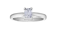 18K White Gold & Palladium Alloy (hypoallergenic) 0.73cttw Emerald Cut Canadian Diamond Engagement Ring
