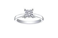 18K White Gold & Palladium Alloy (hypoallergenic) 0.53-1.03cttw Princess Cut Canadian Diamond Engagement Ring - / 0.53 Carat Weight