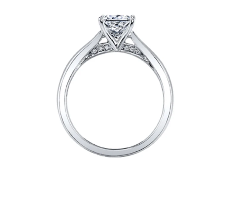 18K White Gold & Palladium Alloy (hypoallergenic) 0.55-1.05cttw Cushion Cut Canadian Diamond Engagement Ring - / 0.55 Carat Weight