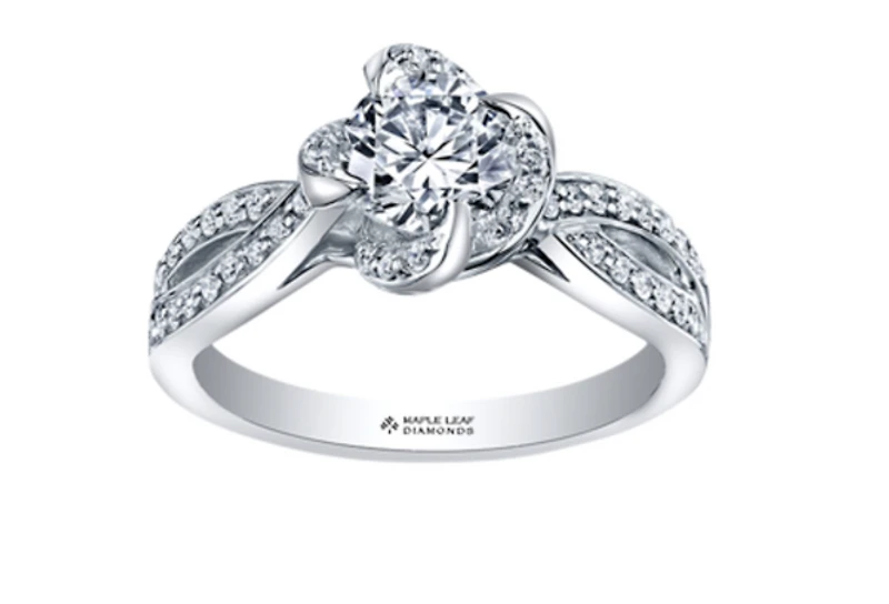 18K White & Rose Gold Palladium Alloy (hypoallergenic) 0.55-1.25cttw Round Brilliant Canadian Diamond Engagement Ring - / 0.55 Carat Total