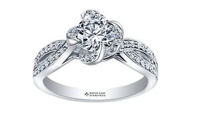 18K White & Rose Gold Palladium Alloy (hypoallergenic) 0.55-1.25cttw Round Brilliant Canadian Diamond Engagement Ring - / 0.55 Carat Total
