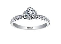 18K White & Yellow Gold Palladium Alloy (hypoallergenic) 0.60-0.80cttw Round Brilliant Canadian Diamond Engagement Ring - / 0.60 Carat Total