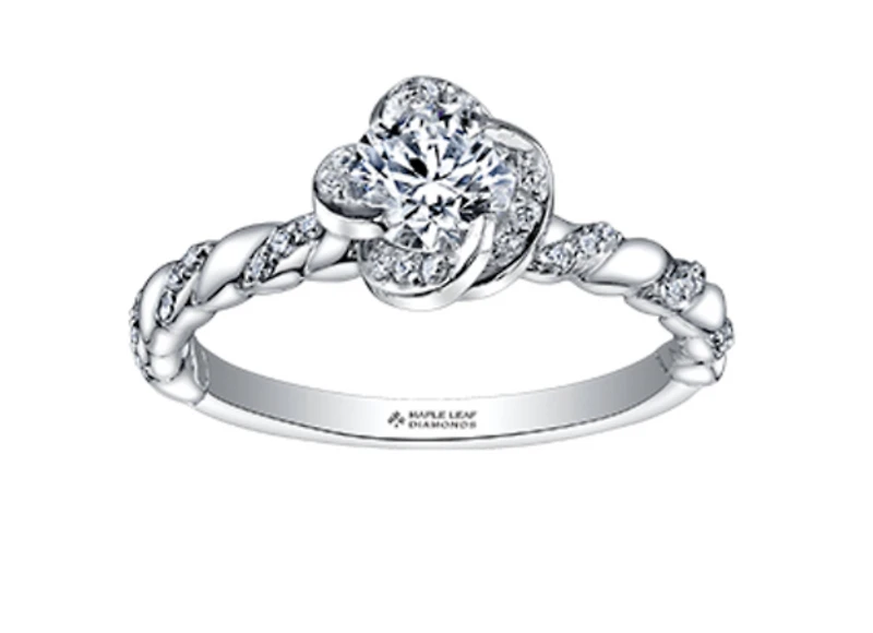 18K White Gold Palladium Alloy (hypoallergenic) 0.43-0.85cttw Round Brilliant Canadian Diamond Engagement Ring - / 0.43 Carat Total