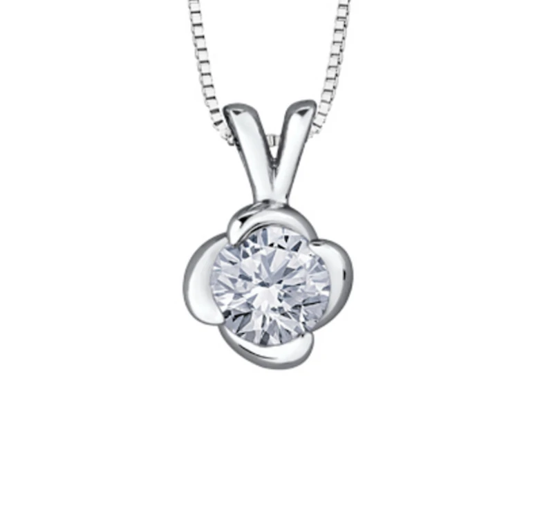 18K White Gold With Palladium Alloy (hypoallergenic) -0.50cttw Canadian Diamond Pendant