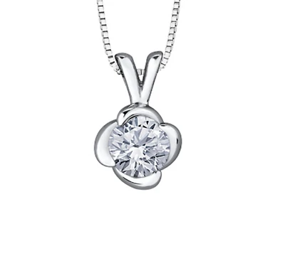 18K White Gold With Palladium Alloy (hypoallergenic) -0.50cttw Canadian Diamond Pendant
