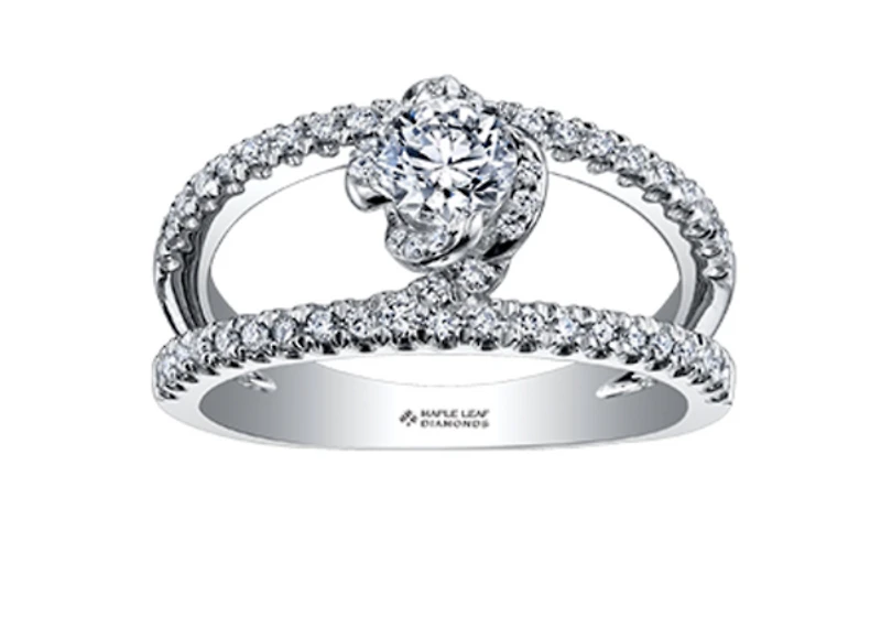 18K White Gold Palladium Alloy (hypoallergenic) 0.90cttw Round Brilliant Canadian Diamond Engagement Ring