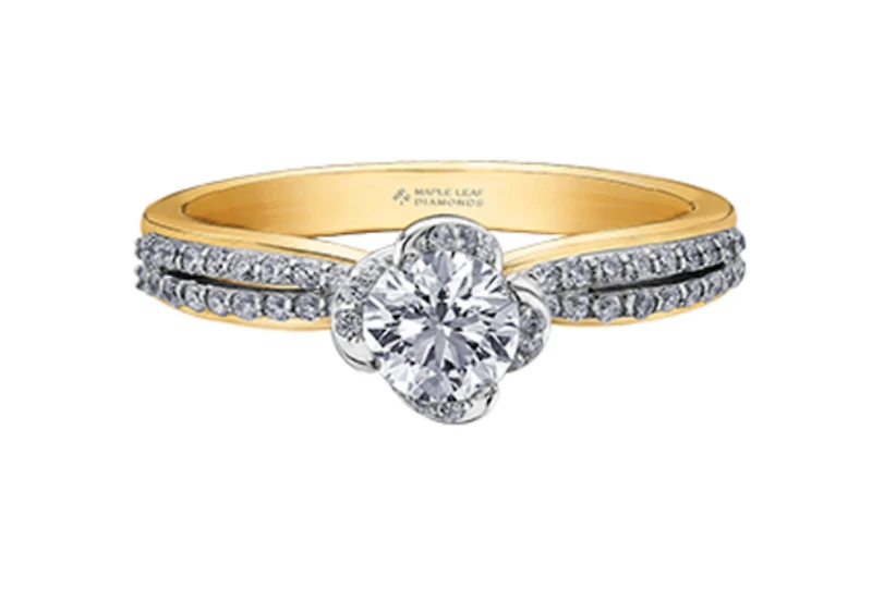 18K Gold Palladium Alloy (hypoallergenic) 0.70cttw Round Brilliant Canadian Diamond Engagement Ring