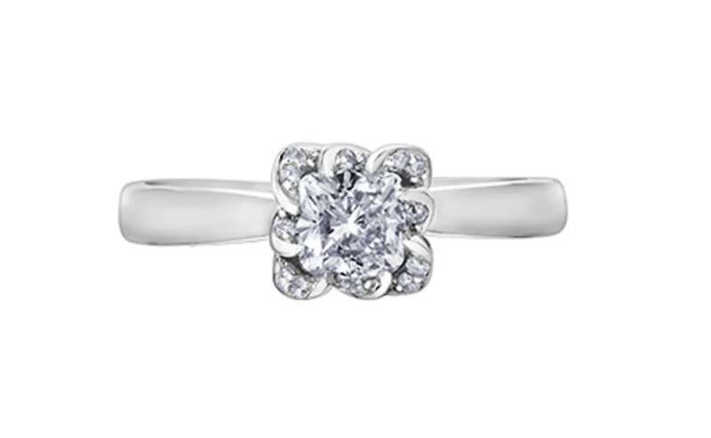 18K White Gold Palladium Alloy (hypoallergenic) 0.33-1.08cttw Cushion Cut Canadian Diamond Engagement Ring - / 0.33 Carat Total