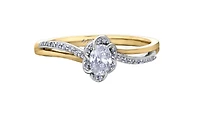 18K White & Yellow Gold Palladium Alloy (hypoallergenic) 0.40cttw Oval Cut Canadian Diamond Engagement Ring