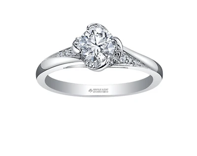 18K White Gold Palladium Alloy (hypoallergenic) -1.15cttw Round Brilliant Canadian Diamond Engagement Ring