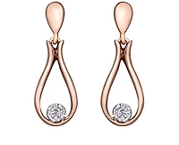 10K Rose Gold 0.06cttw Round Brilliant Canadian Diamond Dangle Earrings