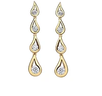 14K Yellow Gold 0.64cttw Round Brilliant Canadian Diamond Dangle Earrings