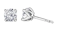 18K White Gold With Palladium Alloy (hypoallergenic) 0.11-2.00cttw Round Brilliant Canadian Diamond Stud Earrings - Carat Total / White/Palladium