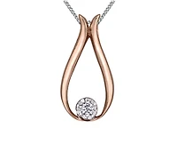10K Rose Gold 0.03cttw Diamond Pendant, 18"