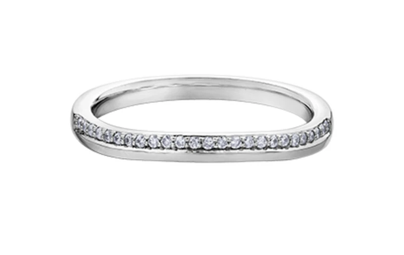 10K White Gold 0.10cttw Canadian Diamond Wedding Band - 10K White Gold