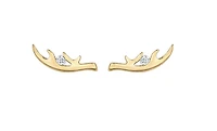 10K Yellow Gold 0.04cttw Diamond Antler Stud Earrings