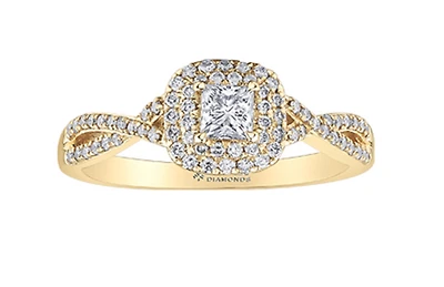 10K Yellow Gold 0.50cttw Princess Cut Canadian Diamond Engagement Ring