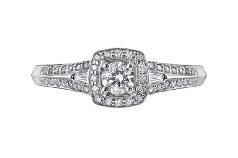 14K White Gold 0.45-95cttw Round Brilliant Canadian Diamond Engagement Ring - / Carat Total 5