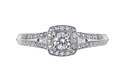 14K White Gold 0.45-95cttw Round Brilliant Canadian Diamond Engagement Ring - / Carat Total 5