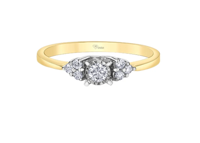 10K Yellow Gold 0.17cttw Round Brilliant Canadian Diamond Engagement Ring