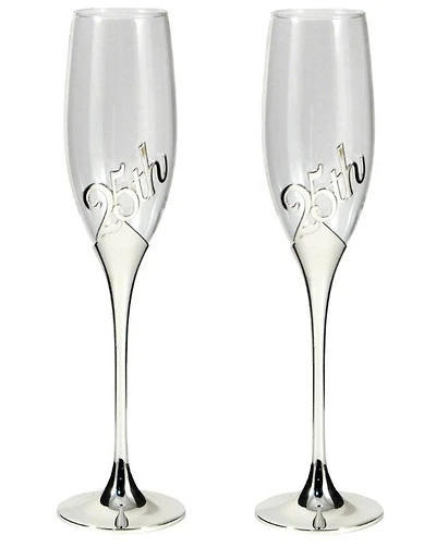 2 Pieces 25th Champagne Flutes - SE2525
