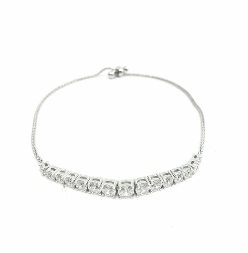 Sterling Silver & Cubic Zirconia Bracelet 7"