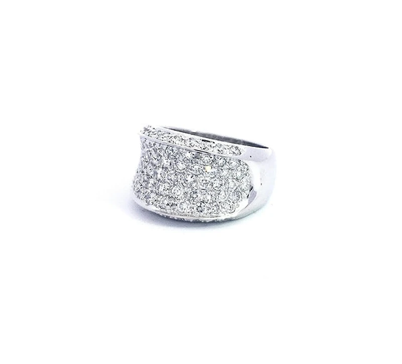 14K White Gold 2.15cttw Diamond Pave Saddle Ring, Size 6.5