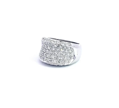 14K White Gold 2.15cttw Diamond Pave Saddle Ring, Size 6.5