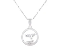 925 Sterling Silver 0.015cttw Canadian Diamond Whale Tail Pendant