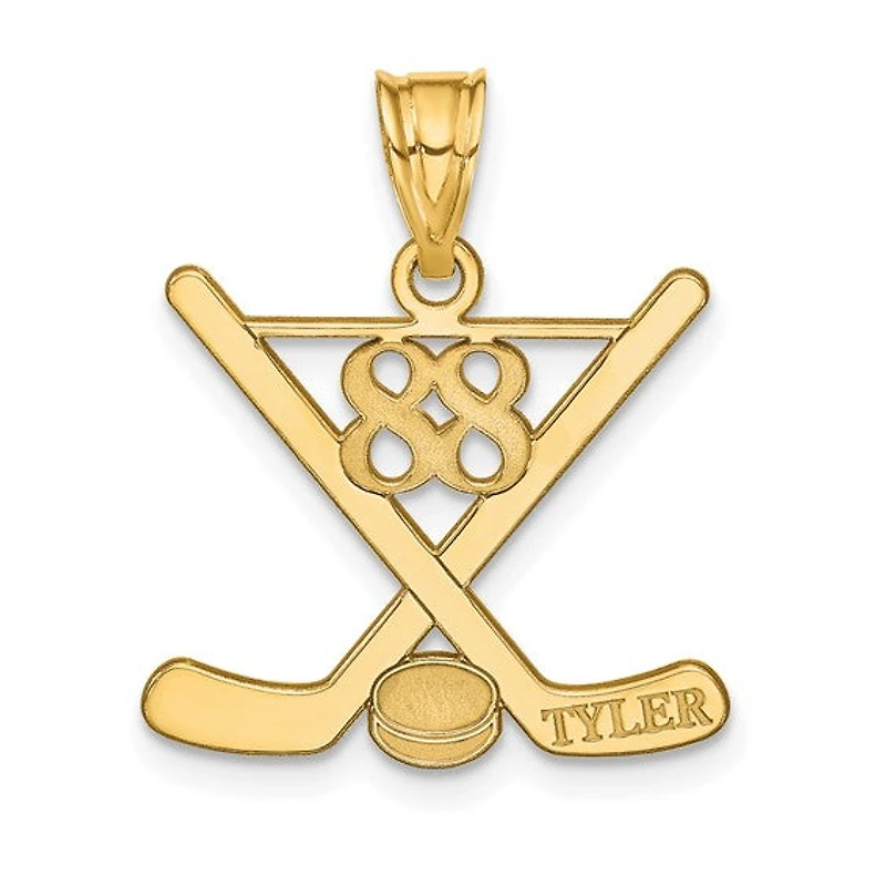 Laser Polished Name And Number Hockey Pendants - Sterling Silver