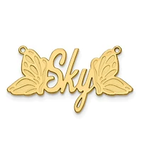 Butterfly Wings Nameplate Necklace with 1mm 18" Cable Chain - Sterling Silver