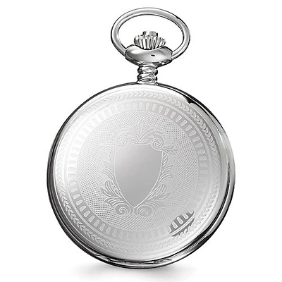 Charles Hubert Stainless Steel Black Dial Pocket Watch