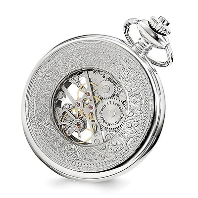 Charles Hubert Chrome-finish Skeleton Case Pocket Watch