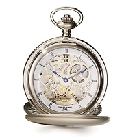 Charles Hubert Stainless Steel Double Cover Satin Pocket Watch
