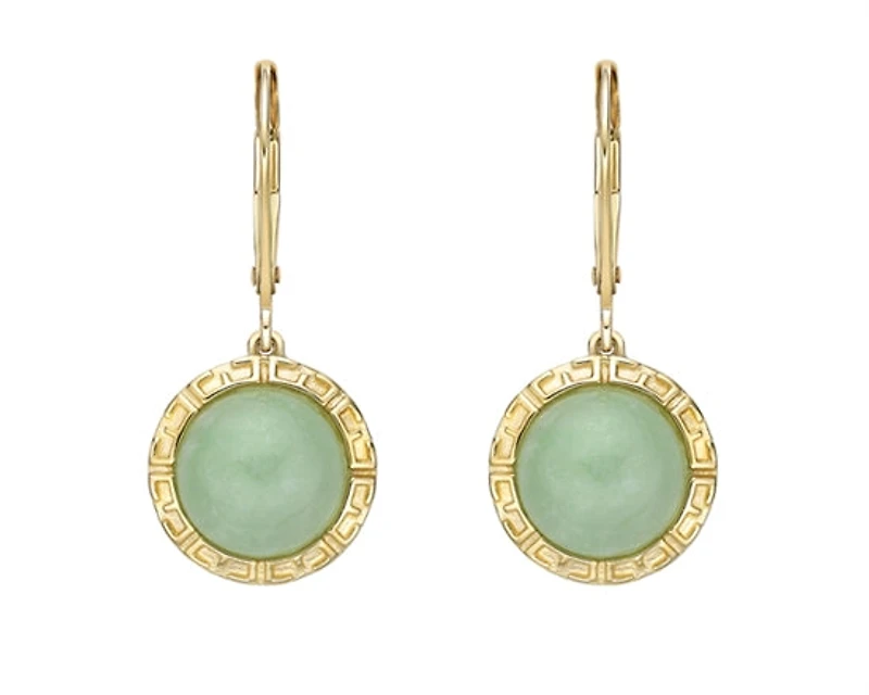 10K Yellow Gold 5.5cttw Jade Earrings