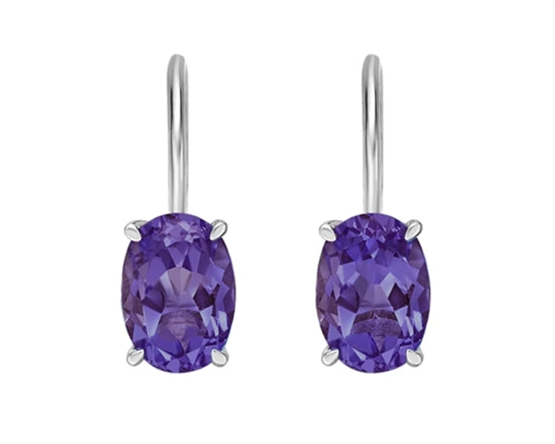 10K White Gold 1.95cttw Amethyst Drop Earrings with Lever Backs