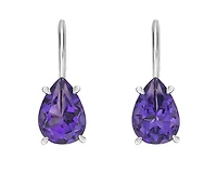 10K White Gold 1.30cttw Amethyst Drop Earrings with Lever Backs