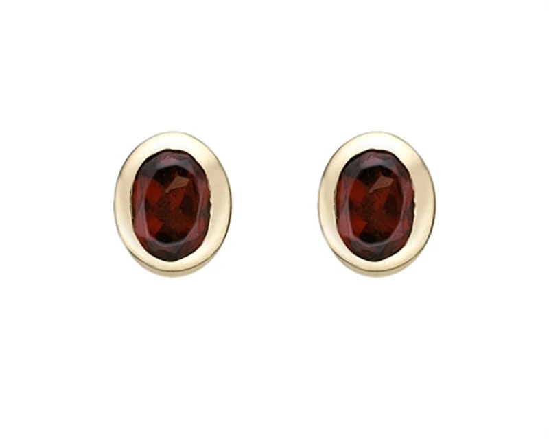 10K Yellow Gold 0.45cttw Oval Cut Garnet Earrings