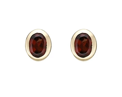 10K Yellow Gold 0.45cttw Oval Cut Garnet Earrings