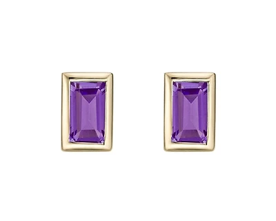 10K Yellow Gold 0.20cttw Amethyst Bezel Set Stud Earrings