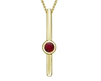 10K Yellow Gold 2.50mm Round Cut Ruby Pendant  - 18 Inches